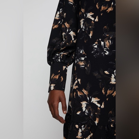 Just Female Robe Asti Bloom Black Floral Long Sleeve Dress size 34/US small - Picture 3 of 16